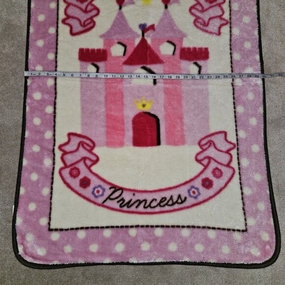 RN 119741 Sweet Dreams Princess Baby Blanket 30x45 Fleece Pink Castle Polka Dots - Picture 3 of 5